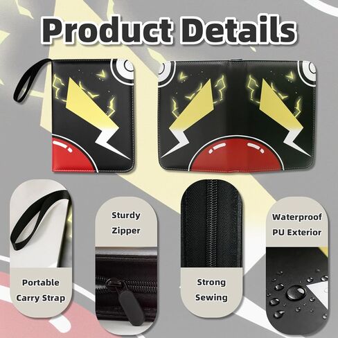 4-Pocket Card Binder with 50 Removable Sleeves - Holds up to 400 cards, 3-Ring Zipper Sports Book, Ideal Gift for Boys and Girls in Saudi Arabia