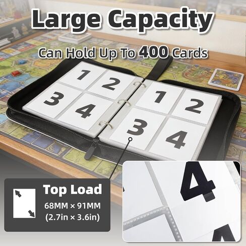 4-Pocket Card Binder with 50 Removable Sleeves - Holds up to 400 cards, 3-Ring Zipper Sports Book, Ideal Gift for Boys and Girls in Saudi Arabia
