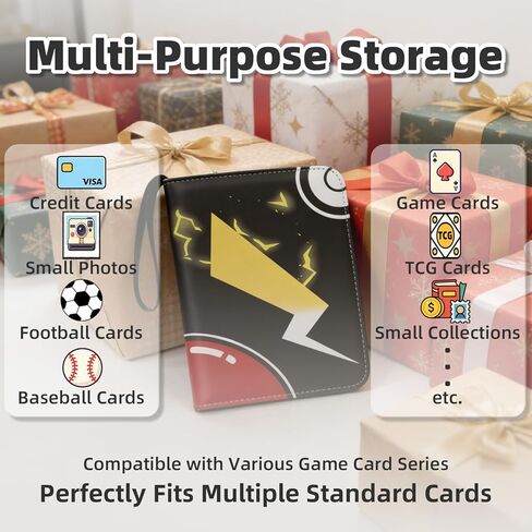 4-Pocket Card Binder with 50 Removable Sleeves - Holds up to 400 cards, 3-Ring Zipper Sports Book, Ideal Gift for Boys and Girls in Saudi Arabia