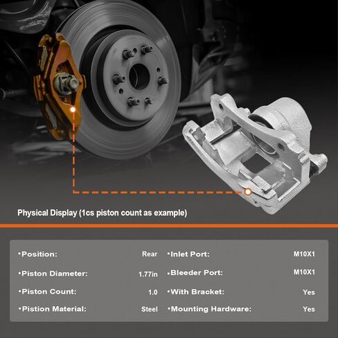 Rear Disc Brake Caliper Assembly with Bracket Compatible with Cadillac CTS 2008 2009 2010 2011 2012 2013 3.0L/3.6L 18-B5118 18-B5119, Rear Driver and Passenger Side, 2pcs Brake Caliper in Kuwait