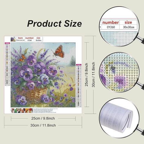 Stalente Diamond Painting Kits for Adults Flower, 5D DIY Diamond Art Kits for Beginners Round Full Drill Diamond Painting for Home Wall Decoration Gift 12×12inch in Kuwait