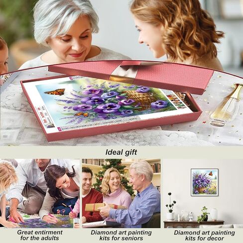 Stalente Diamond Painting Kits for Adults Flower, 5D DIY Diamond Art Kits for Beginners Round Full Drill Diamond Painting for Home Wall Decoration Gift 12×12inch in Kuwait