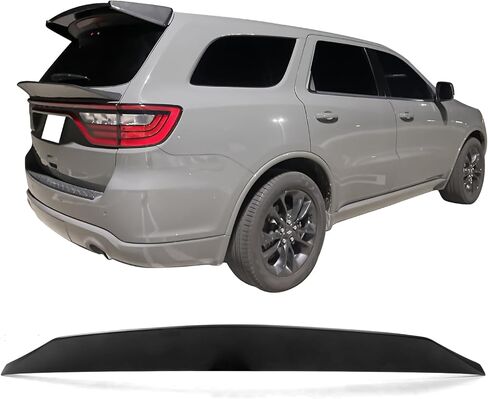 IKON MOTORSPORTS، سبويلر صندوق السيارة متوافق مع دودج دورانجو 2014-2026، نمط منقار البط أسود لامع من بلاستيك ABS الخلفي لغطاء الصندوق الخلفي وشفة جناح سبويلر in Kuwait