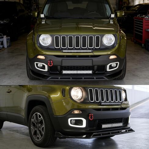 Front Bumper Lip Splitter Compatible with Jeep Renegade 2015-2018 Exterior Accessories Under Chin Spoiler Body Kit Add Underbody Lip On Not for Trailhawk ABS Material Gloss Black in Saudi Arabia