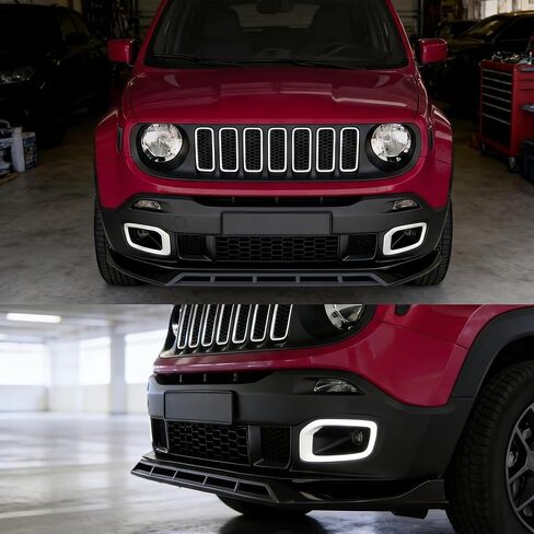 Front Bumper Lip Splitter Compatible with Jeep Renegade 2015-2018 Exterior Accessories Under Chin Spoiler Body Kit Add Underbody Lip On Not for Trailhawk ABS Material Gloss Black in Saudi Arabia
