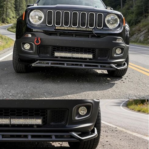 Front Bumper Lip Splitter Compatible with Jeep Renegade 2015-2018 Exterior Accessories Under Chin Spoiler Body Kit Add Underbody Lip On Not for Trailhawk ABS Material Gloss Black in Saudi Arabia