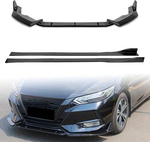 Front Bumper Lip Side Skirt Compatible with 2020-2023 for Nissan Sentra Sedan Advance/S Plus/S/Sense/SR/SV 2020-2021 for Nissan Sentra Sedan Exclusive Glossy Black Front Lip in Saudi Arabia