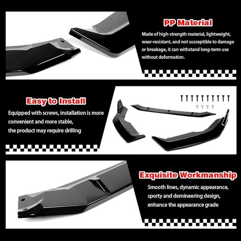 Front Bumper Lip Side Skirt Compatible with 2020-2023 for Nissan Sentra Sedan Advance/S Plus/S/Sense/SR/SV 2020-2021 for Nissan Sentra Sedan Exclusive Glossy Black Front Lip in Saudi Arabia