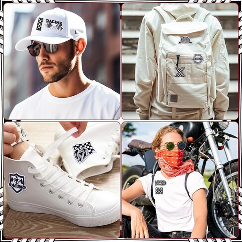 118 Pcs Checkered Racing Flag Iron on Patches, Letters and Numbers Sew on Patches for Racing Embroidered Patch for Clothes Hat Backpack Jeans Jacket in Saudi Arabia