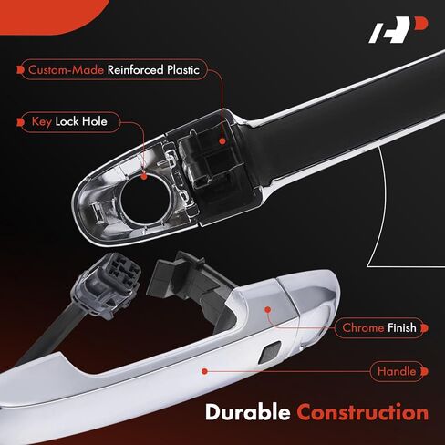 A-Premium Front Left Driver Side Exterior Door Handle with Keyhole Compatible with Kia Forte 2011-2013 Hatchback, Forte 2010-2013 Sedan, Forte Koup 2010-2013 Coupe, Chrome, Replace# 826521M240 in Kuwait