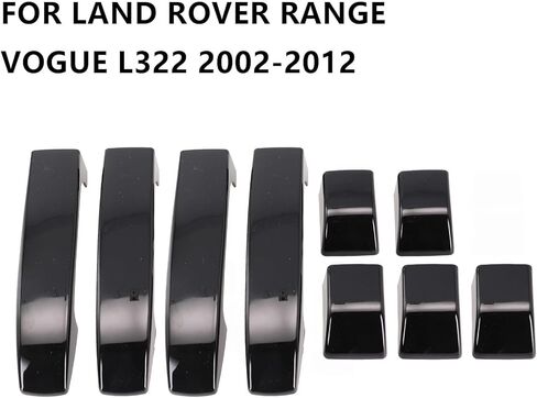 for Land Rover/Range Rover L322 Door Handle Cover Trim, Glossy Black ABS 9PC Set, Exterior Handle Bezel Protector 2002-2012 in Saudi Arabia