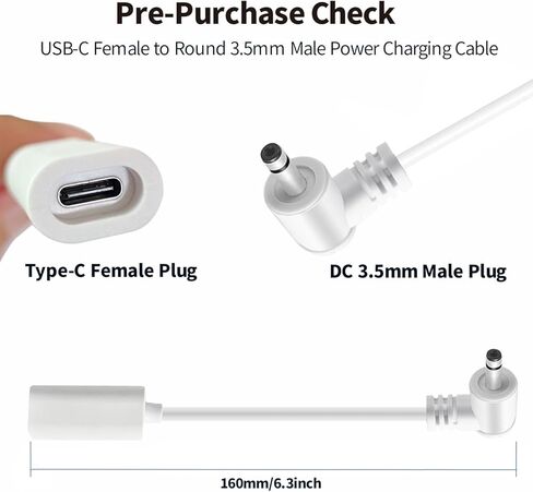 Tonton USB-C إلى محول قابس أسطواني للألواح الشمسية Ring USB-C إلى كاميرات الأمان ذات قابس الأسطوانات، متوافق مع كاميرا Stick Up Cam (الجيل الثاني/الثالث) وكاميرا Spotlight، أبيض in Kuwait