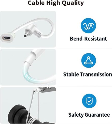Tonton USB-C إلى محول قابس أسطواني للألواح الشمسية Ring USB-C إلى كاميرات الأمان ذات قابس الأسطوانات، متوافق مع كاميرا Stick Up Cam (الجيل الثاني/الثالث) وكاميرا Spotlight، أبيض in Kuwait