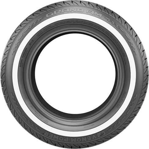 Venom Power Grand AM Passenger Car All-Season Touring Radial Tire-155R15 155X15 155-15 82S نطاق التحميل SL 4-Ply WSW جدار جانبي أبيض in Kuwait