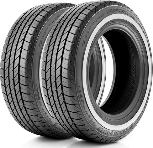 Venom Power Grand AM Passenger Car All-Season Touring Radial Tire-155R15 155X15 155-15 82S نطاق التحميل SL 4-Ply WSW جدار جانبي أبيض in Kuwait