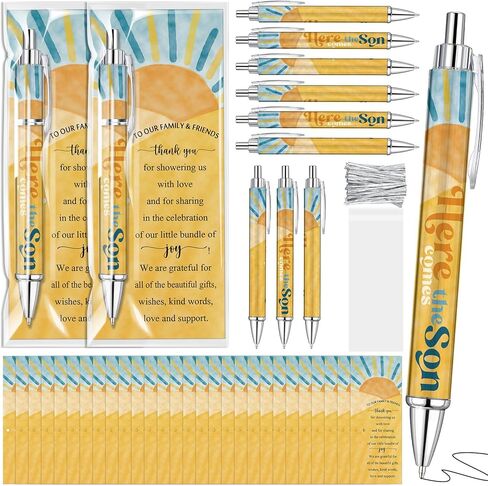 60 Sets Here Comes the Son Baby Shower Favors Bulk Includes Rolling Paper Ballpoint Pens and Greeting Bookmarks for Boho Sun Birthday Gender Reveal Party Prize Party Favors Return Gifts in Kuwait