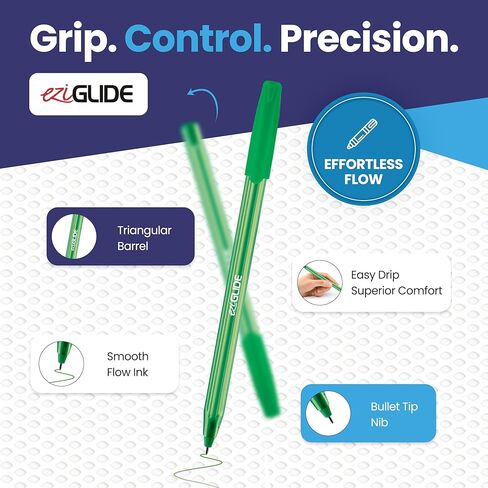 أقلام حبر TriGrip Ballpoint Pen 10 عبوات، أقلام حبر جاف متعددة العبوات، نقطة متوسطة (1.0 مم) للكتابة اليدوية السلسة وأقلام أسطوانية مثلثة التدفق المتسقة للمدرسة والمنزل والمكتب (10، متنوعة) in Kuwait