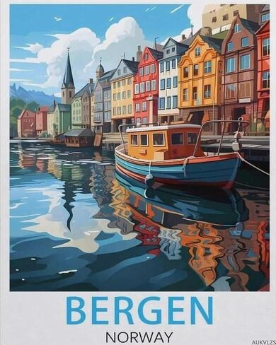 AUKVLZS Paint by Numbers for Adults, Norway, DIY Paint by Numbers Kits for Adults on Canvas with Brushes and Acrylic Pigment Oil Painting Kits Home Decor Gift (40x50cm) in Saudi Arabia