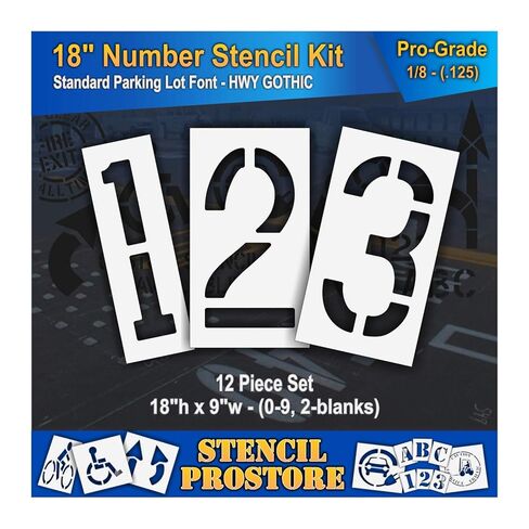 Pavement Stencils - 18 inch Number KIT Stencil Set - (12 Piece) - 18" x 9" x 1/8" (128 mil) - Pro-Grade in Saudi Arabia