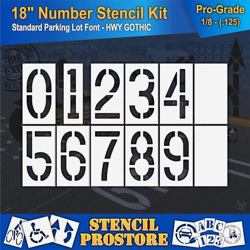Pavement Stencils - 18 inch Number KIT Stencil Set - (12 Piece) - 18" x 9" x 1/8" (128 mil) - Pro-Grade in Saudi Arabia