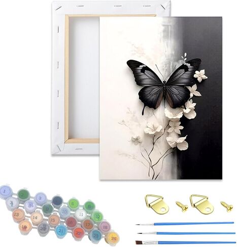Hestarcul Paint by Numbers Kits for Adults,ButterflyEasy Adult Painting by Number on Canvas for Beginner,Animal DIY Watercolor Painting for Gift Home Decor Relax. in Saudi Arabia