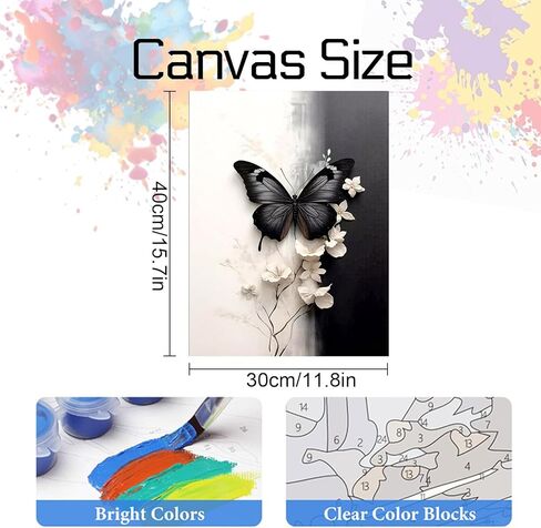 Hestarcul Paint by Numbers Kits for Adults,ButterflyEasy Adult Painting by Number on Canvas for Beginner,Animal DIY Watercolor Painting for Gift Home Decor Relax. in Saudi Arabia