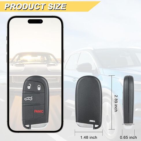 استبدال Vurkcy Key Fob لـ 2011-2018 دودج تشارجر كرايسلر 300/15-18 تشالنجر/ 14-16 دارت سيارة التحكم عن بعد للدخول بدون مفتاح، M3N-40821302 M3N40821302، 4 أزرار in Kuwait