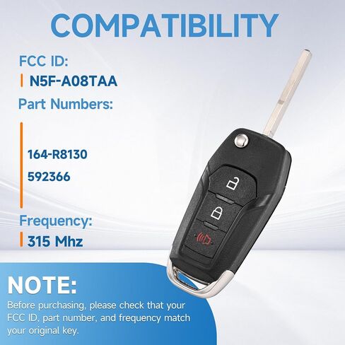 2 Pcs Smart Key Fob Replacement Remote fits forFord F-150 2015-2022 F-250/F-350/F-450/F-550 2017-2022 Explorer 2016-2022 Ranger 2019-2022 Ecosport Bronco Car Keyless Entry Remote N5F-A08TAA 315Mhz 49 in Saudi Arabia