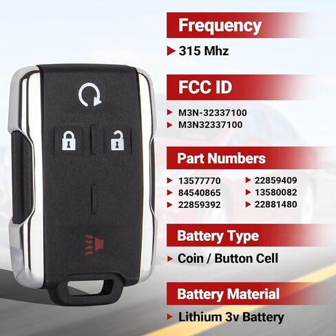 Key Fob Replacement Compatible with 2014-2020 Chevy Silverado/Colorado/GMC Sierra/GMC Canyon Keyless Entry Remote Control M3N32337100, Set of 2 in Saudi Arabia