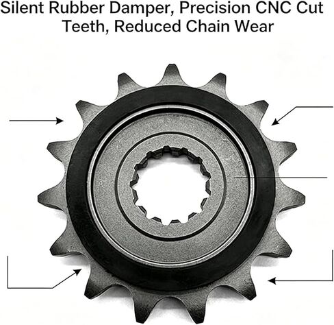 15T Ibex 450 Motorcycle Front Sprocket, Cushioned Countershaft Chain Wheel, Silent Durable Rubber Tooth Fly Wheel Pinion, for CFMOTO IBEX450/450SS/450NK/675SS/675NK,450SS Accessories in Saudi Arabia