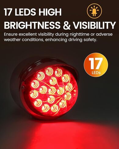 أحمر وجه واحد 17 LED البطيخ بدوره إشارة أضواء الركيزة ث / قناع، نصف شاحنة الكروم مساعد للماء أضواء LED عاكسة لFreightliner بيتربيلت كينورث ماك النجم الغربي in Kuwait