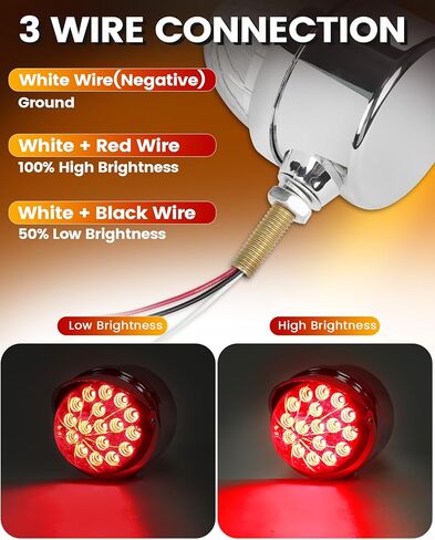 أحمر وجه واحد 17 LED البطيخ بدوره إشارة أضواء الركيزة ث / قناع، نصف شاحنة الكروم مساعد للماء أضواء LED عاكسة لFreightliner بيتربيلت كينورث ماك النجم الغربي in Kuwait