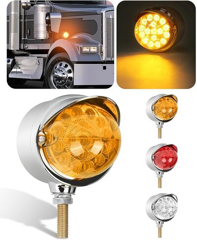 أحمر وجه واحد 17 LED البطيخ بدوره إشارة أضواء الركيزة ث / قناع، نصف شاحنة الكروم مساعد للماء أضواء LED عاكسة لFreightliner بيتربيلت كينورث ماك النجم الغربي in Kuwait