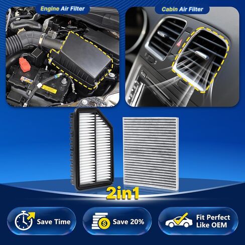 Cabin Engine Air Filter Kit for Veloster (2012-2017 1.6L), Accent (2012-2017 1.6L) in Saudi Arabia