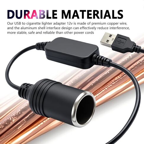 1.20Ft USB to Cigarette Lighter Adapter,Plug & Play USB to 12V Adapter for Car Recorder,GPS,Dash Camera,Universal USBs to 12V Cigarette Lighter Adapters Car Accessories in Saudi Arabia
