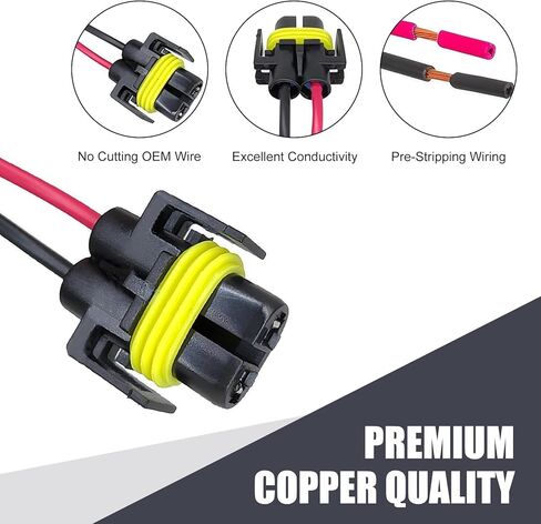 2 PCS H11 Connector, Female Fog Light Connector Plugs, Waterproof H11 Fog Light Wiring Plugs, Universal Pigtail Connectors for Most Cars (Black) in Saudi Arabia