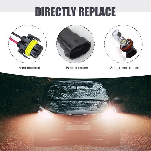 2 PCS H11 Connector, Female Fog Light Connector Plugs, Waterproof H11 Fog Light Wiring Plugs, Universal Pigtail Connectors for Most Cars (Black) in Saudi Arabia