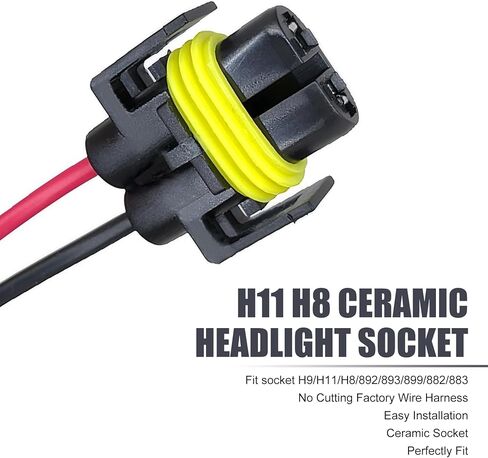 2 PCS H11 Connector, Female Fog Light Connector Plugs, Waterproof H11 Fog Light Wiring Plugs, Universal Pigtail Connectors for Most Cars (Black) in Saudi Arabia
