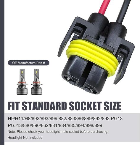 2 PCS H11 Connector, Female Fog Light Connector Plugs, Waterproof H11 Fog Light Wiring Plugs, Universal Pigtail Connectors for Most Cars (Black) in Saudi Arabia