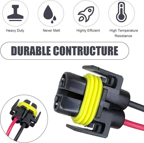 2 PCS H11 Connector, Female Fog Light Connector Plugs, Waterproof H11 Fog Light Wiring Plugs, Universal Pigtail Connectors for Most Cars (Black) in Saudi Arabia