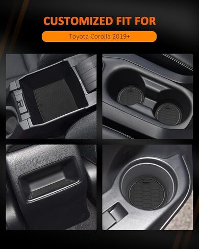 Center Console Liner Anti Dust Mat for Toyota Corolla 2019-2025 2026 Accessories Cup Holder Insert Door Pocket Pad Door Slot Trim for Corolla (LE, SE, FX, XSE) 11Pcs (Black) in Kuwait