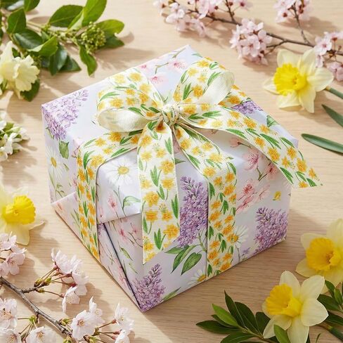 Spring Floral Grosgrain Ribbon Set, 7/8 Inch x 15 Yards, Tulip Daffodil Crocus Patterns for DIY Hair Bows, Easter Crafts, Mother's Day Gift Wrapping in Saudi Arabia