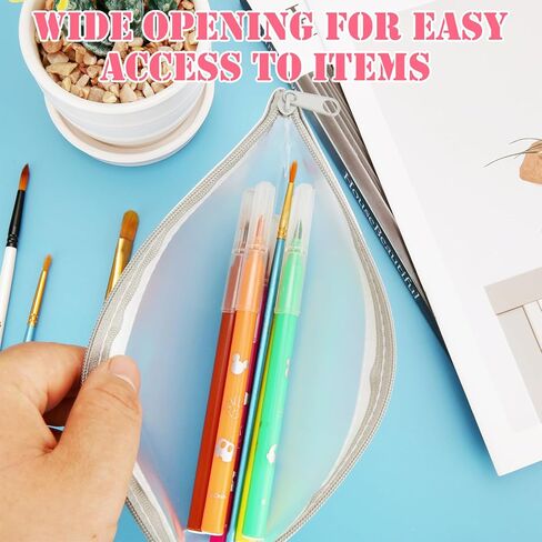 24Pcs Small Pencil Pouch, Clear Pouches with Zipper, Small Pencil Bag for Cosmetics Office Supplies Travel Organizers, 6 Colors, 8 X 4 Inch in Saudi Arabia
