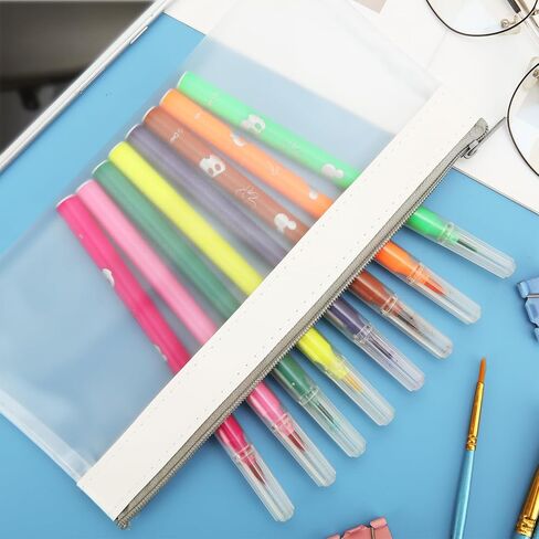 24Pcs Small Pencil Pouch, Clear Pouches with Zipper, Small Pencil Bag for Cosmetics Office Supplies Travel Organizers, 6 Colors, 8 X 4 Inch in Saudi Arabia