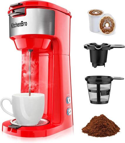 Single Serve Coffee Maker K Cup with Reservoir, Space Saver One Cup Coffee Maker, 2 In 1 Coffee Maker 6 To 14 Oz Brew Sizes,Fits Travel Mug,Single Pod Coffee Maker with Self-Cleaning Function in Saudi Arabia