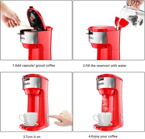 Single Serve Coffee Maker K Cup with Reservoir, Space Saver One Cup Coffee Maker, 2 In 1 Coffee Maker 6 To 14 Oz Brew Sizes,Fits Travel Mug,Single Pod Coffee Maker with Self-Cleaning Function in Saudi Arabia