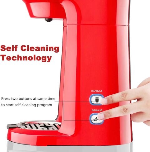 Single Serve Coffee Maker K Cup with Reservoir, Space Saver One Cup Coffee Maker, 2 In 1 Coffee Maker 6 To 14 Oz Brew Sizes,Fits Travel Mug,Single Pod Coffee Maker with Self-Cleaning Function in Saudi Arabia
