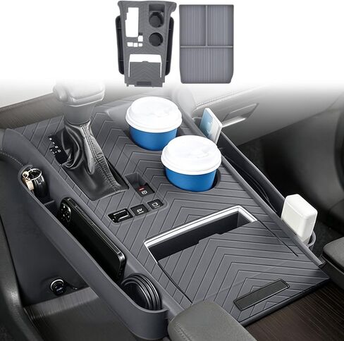 2PCS Central Control Pad for Toyota Sienna 2021-2024 2025 2026 Accessories, Silicone Protective Cover Gear Shift Panel Trim Cover & Armrest Cover Storage Box (Brown) in Saudi Arabia