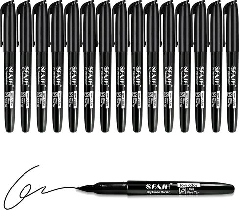 SFAIH 15 Colors Magnetic Dry Erase Markers, Ultra Fine Tip 0.7mm Fine Point Thin Markers for Detailed Calendars & Small Grids, Low Odor Whiteboard Markers with Eraser Cap for Planners & Home Office in Saudi Arabia
