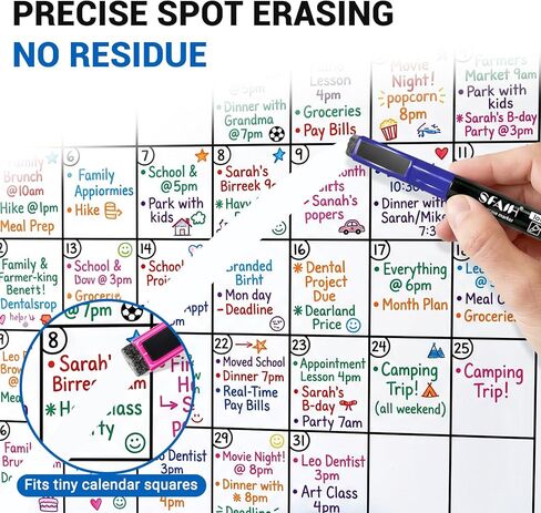 SFAIH 15 Colors Magnetic Dry Erase Markers, Ultra Fine Tip 0.7mm Fine Point Thin Markers for Detailed Calendars & Small Grids, Low Odor Whiteboard Markers with Eraser Cap for Planners & Home Office in Saudi Arabia